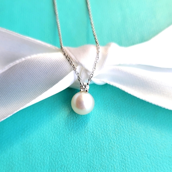 18k pearl diamond necklace - Picture 3 of 10